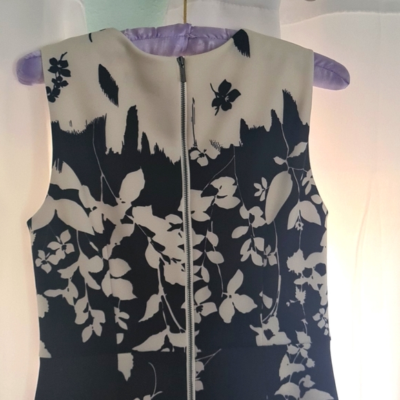 DKNY Semi-formal Dress, Size 4, Black and really light cream with floral print. - Picture 3 of 3